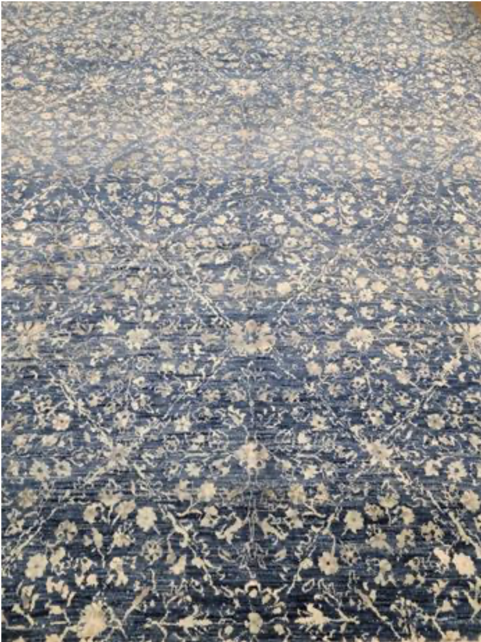Indigo Collection - 8' 11" x 11' 11" (9' x 12') Wool Blue Floral Area Rug - Modern Contemporary - Hand Knotted Area Rug