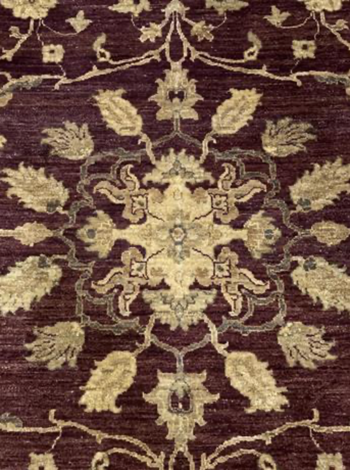 Indigo Collection - 9' 05" x 11' 07" Wool Red Beige Grey Traditional Floral Area Rug - Hand Knotted Area Rug