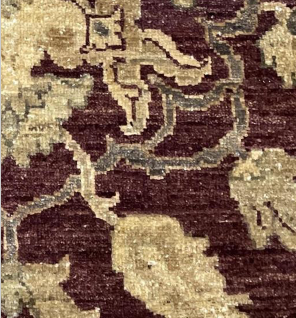 Indigo Collection - 9' 05" x 11' 07" Wool Red Beige Grey Traditional Floral Area Rug - Hand Knotted Area Rug