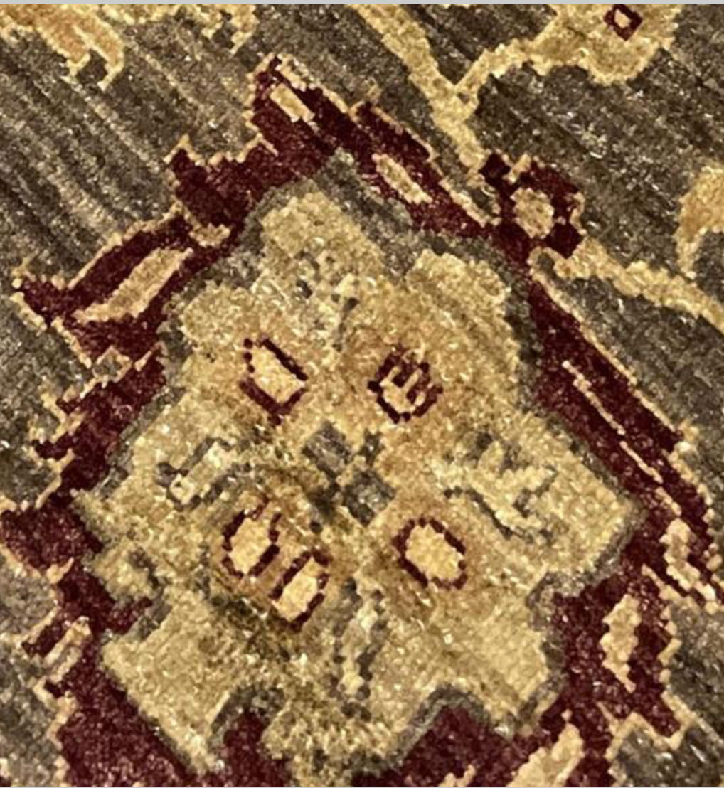 Indigo Collection - 9' 05" x 11' 07" Wool Red Beige Grey Traditional Floral Area Rug - Hand Knotted Area Rug
