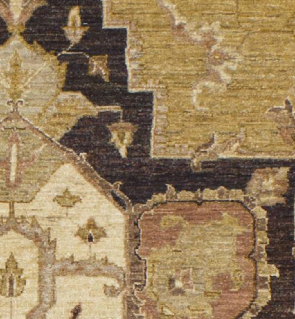 Indigo Collection - 9' 10" x 14' 01" (10' x 14') Wool Camel & Black Classic Tribal Area Rug - Hand Knotted Area Rug
