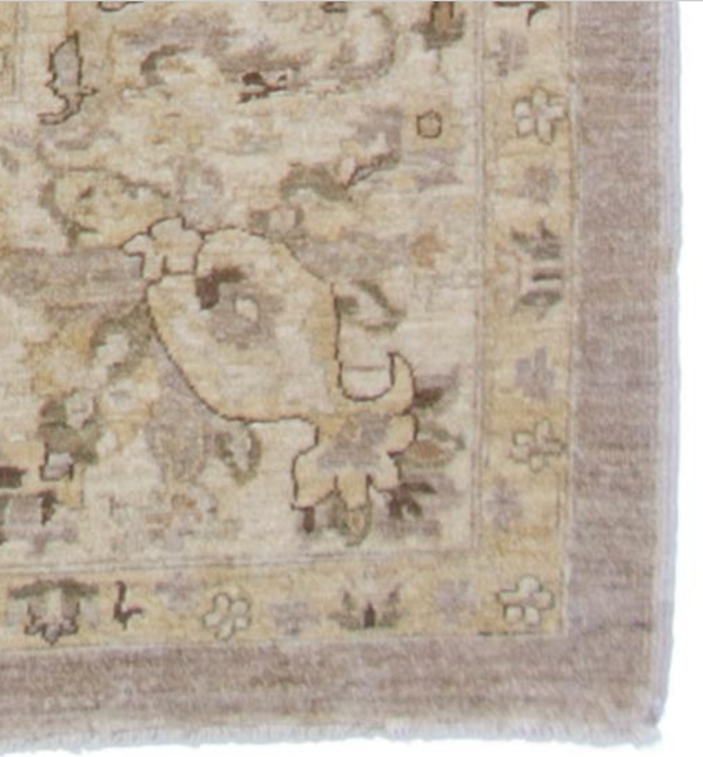 Indigo Collection - 10' 00" x 13' 09" (10' x 14') Wool Ivory & Light Brown Classic Floral Area Rug - Hand Knotted Area Rug