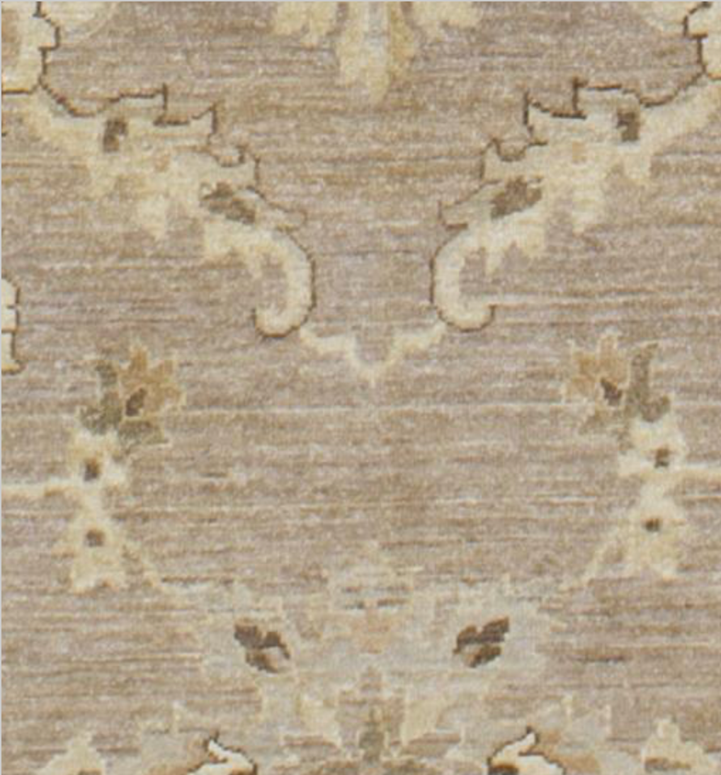 Indigo Collection - 10' 00" x 13' 09" (10' x 14') Wool Ivory & Light Brown Classic Floral Area Rug - Hand Knotted Area Rug