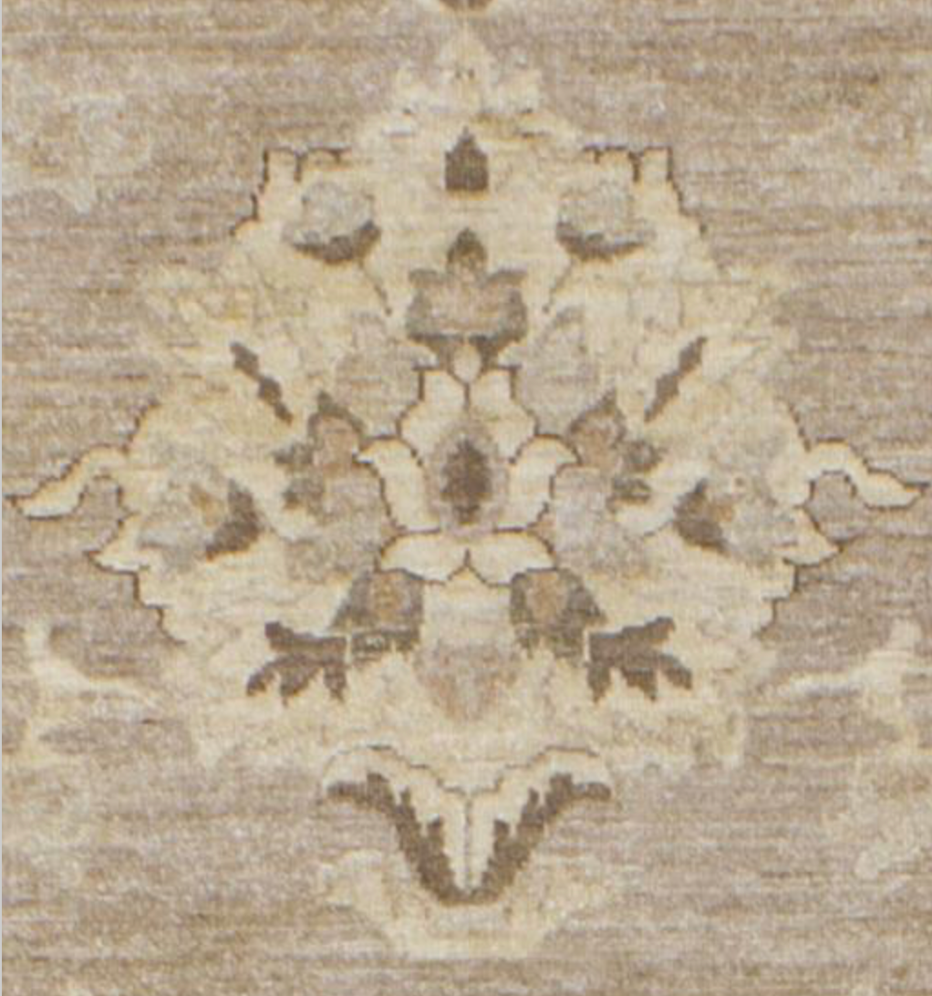 Indigo Collection - 10' 00" x 13' 09" (10' x 14') Wool Ivory & Light Brown Classic Floral Area Rug - Hand Knotted Area Rug