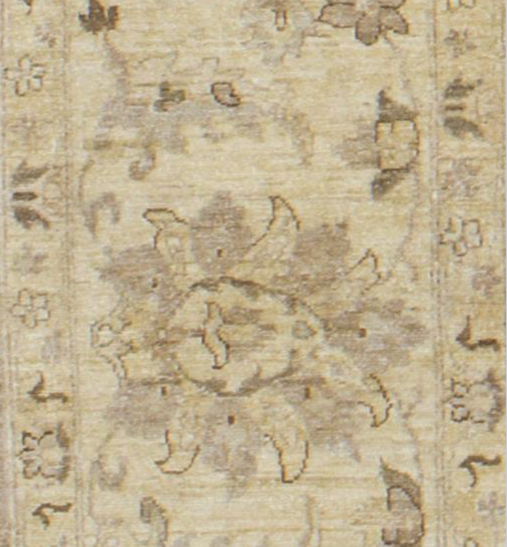 Indigo Collection - 10' 00" x 13' 09" (10' x 14') Wool Ivory & Light Brown Classic Floral Area Rug - Hand Knotted Area Rug