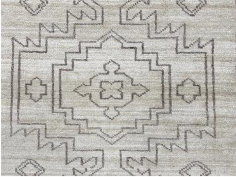 Atlas Collection - 4' 01" x 6' 00" White Ivory Wool Classic Tribal Rug - Hand Knotted Area Rug