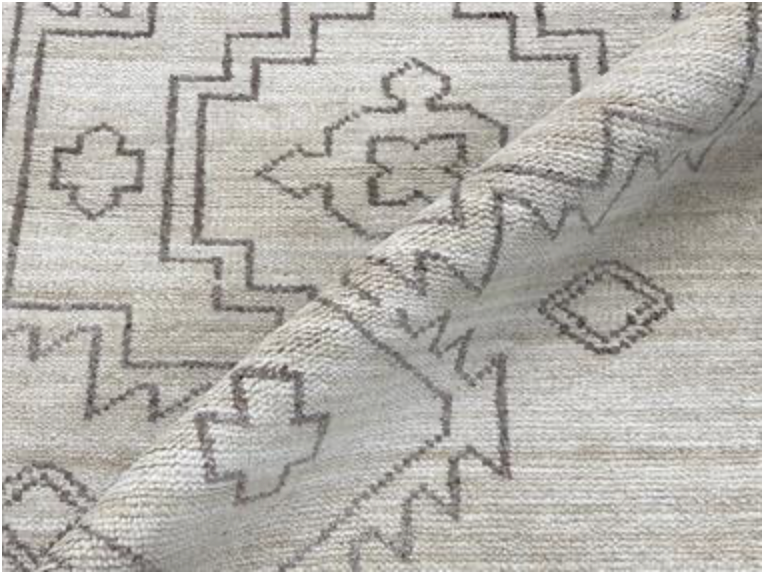 Atlas Collection - 4' 01" x 6' 00" White Ivory Wool Classic Tribal Rug - Hand Knotted Area Rug