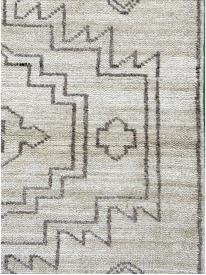 Atlas Collection - 4' 01" x 6' 00" White Ivory Wool Classic Tribal Rug - Hand Knotted Area Rug