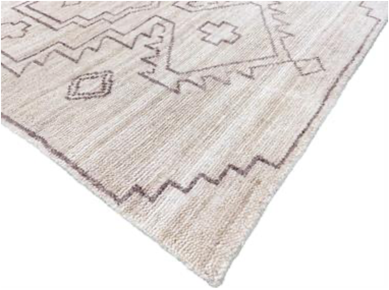 Atlas Collection - 4' 01" x 6' 00" White Ivory Wool Classic Tribal Rug - Hand Knotted Area Rug