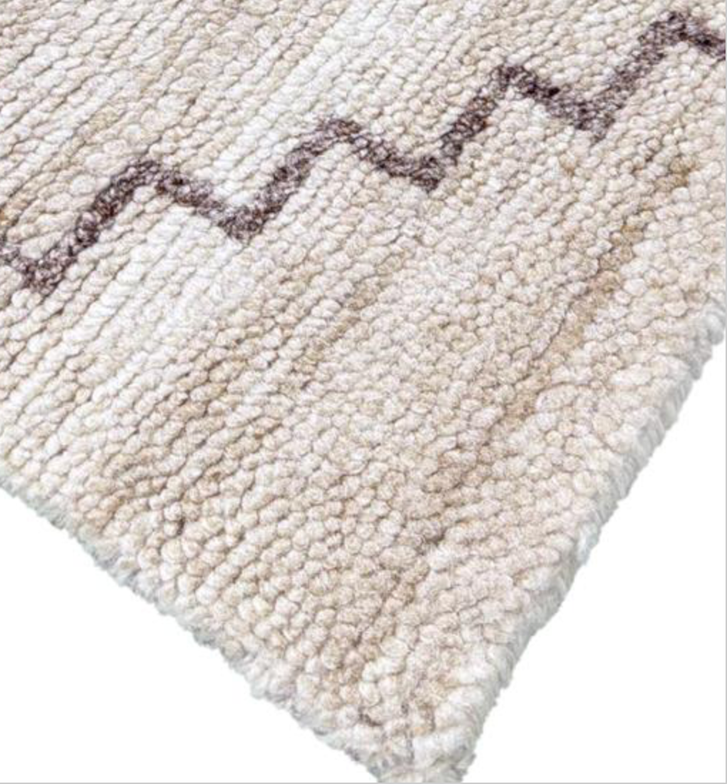 Atlas Collection - 4' 01" x 6' 00" White Ivory Wool Classic Tribal Rug - Hand Knotted Area Rug