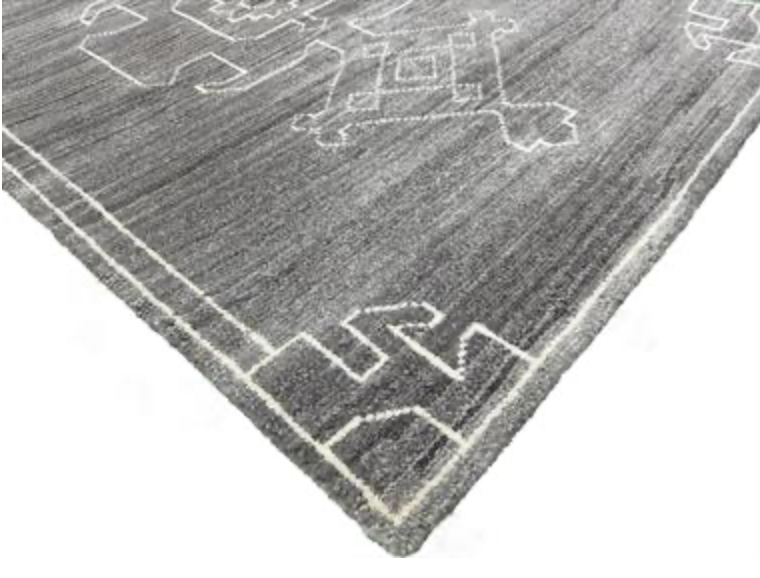 Atlas Collection - 4' x 6' - Black Grey Wool Classic Tribal Rug - Hand Knotted Area Rug