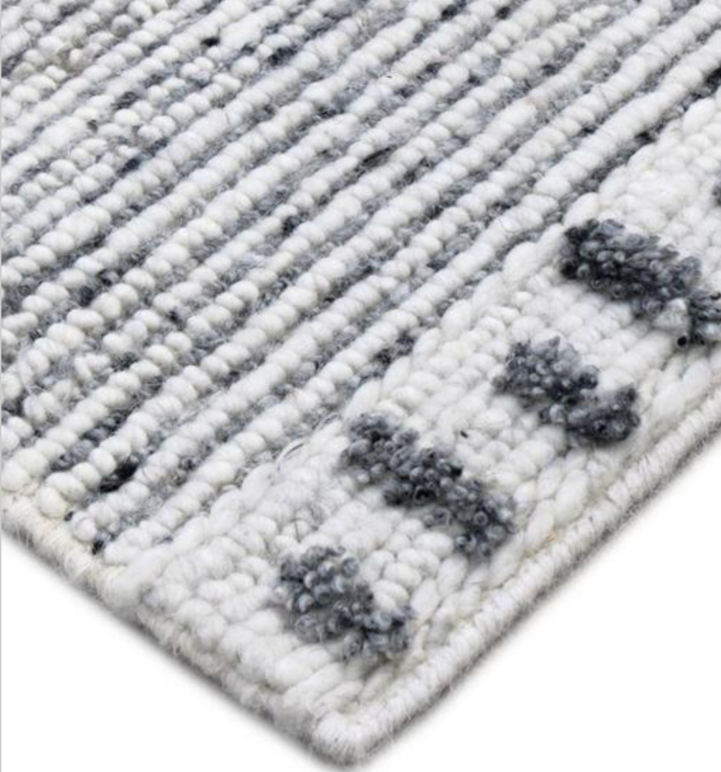 Atlas Collection - 12'x15' - 9'x12' - 8'x10' Area Rug - 3'x5' Rug & 2'x3' Mats - Grey & Ivory Wool Classic Tribal Rug - Hand Knotted Area Rug