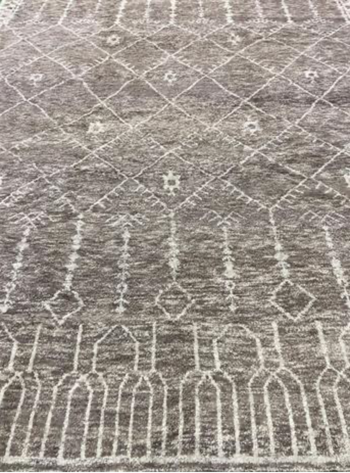 Atlas Collection - 9' 00" x 11' 09"' - Grey & Ivory Wool Rustic Tribal Rug - Hand Knotted Area Rug