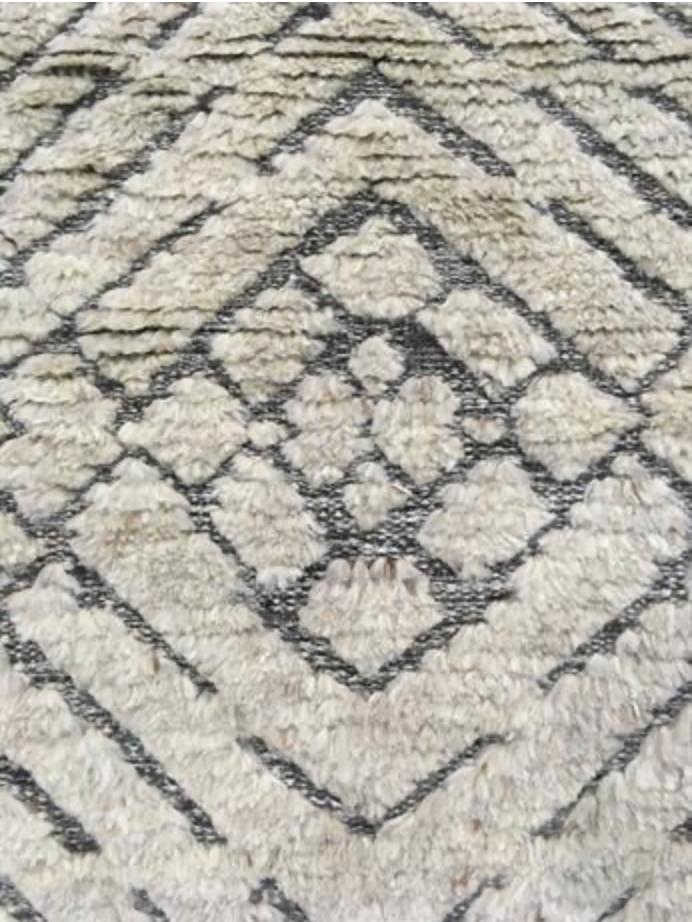 Atlas Collection - 5' 03" x 7' 07" - Ivory & Black Wool Modern Contemporary Rustic Rug - Hand Knotted Area Rug