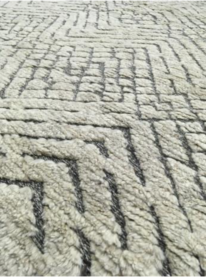 Atlas Collection - 5' 03" x 7' 07" - Ivory & Black Wool Modern Contemporary Rustic Rug - Hand Knotted Area Rug