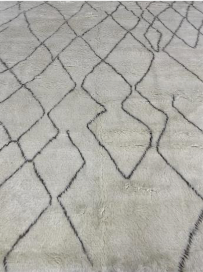 Atlas Collection - 2'x3' Mat - 3'x5' Rug - 9'x12' & 12'x15' Area Rugs - Ivory & Brown Wool Moroccan Shag Style Rug - Hand Knotted Area Rug