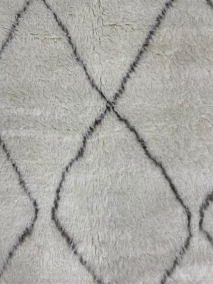 Atlas Collection - 2'x3' Mat - 3'x5' Rug - 9'x12' & 12'x15' Area Rugs - Ivory & Brown Wool Moroccan Shag Style Rug - Hand Knotted Area Rug