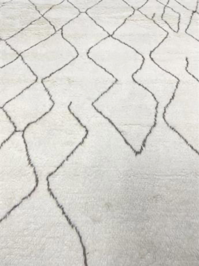 Atlas Collection - 2'x3' Mat - 3'x5' Rug - 9'x12' & 12'x15' Area Rugs - Ivory & Brown Wool Moroccan Shag Style Rug - Hand Knotted Area Rug