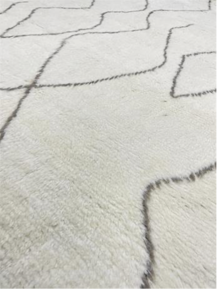 Atlas Collection - 2'x3' Mat - 3'x5' Rug - 9'x12' & 12'x15' Area Rugs - Ivory & Brown Wool Moroccan Shag Style Rug - Hand Knotted Area Rug