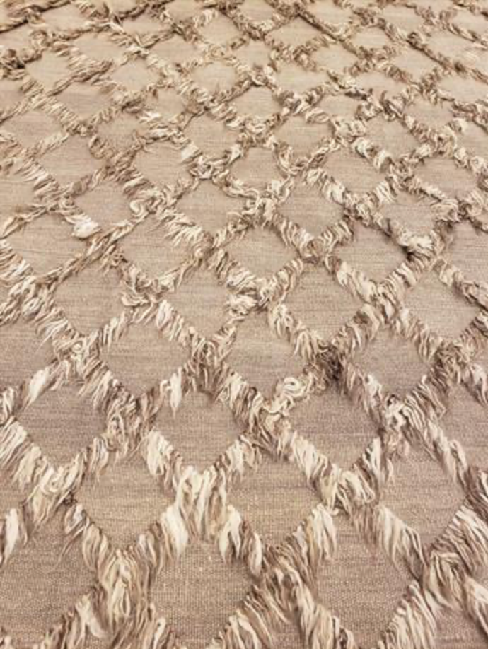 Atlas Collection - 8'x10' - 9'x12' - 10'x14' - Brown Wool Flat Weave & Shag Area Rugs - Hand Knotted Area Rugs