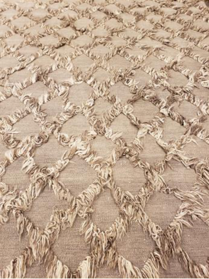 Atlas Collection - 8'x10' - 9'x12' - 10'x14' - Brown Wool Flat Weave & Shag Area Rugs - Hand Knotted Area Rugs