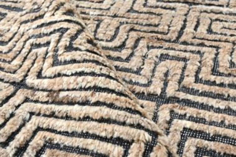 Souf Collection - 2'x3' Mats - 8'x10' & 10'x14' - Wool Moroccan Shag Style - Brown & Black - Hand Made Woven Area Rugs & Mats