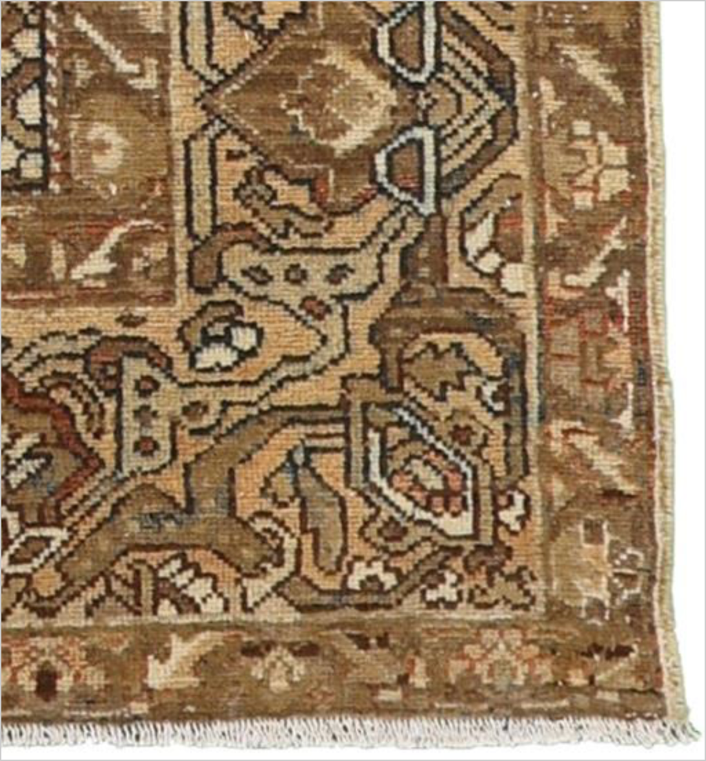 Persian Antique Bakhtiari - 9' 06" x 15' 01" - Brown & Peach - Hand Knotted Antique Persian Wool Bakhtiari Rug - Traditional Classic Antique Rug