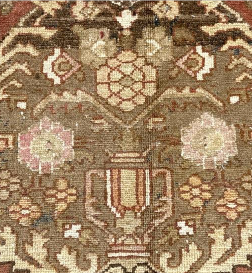 Persian Antique Bakhtiari - 9' 06" x 15' 01" - Brown & Peach - Hand Knotted Antique Persian Wool Bakhtiari Rug - Traditional Classic Antique Rug