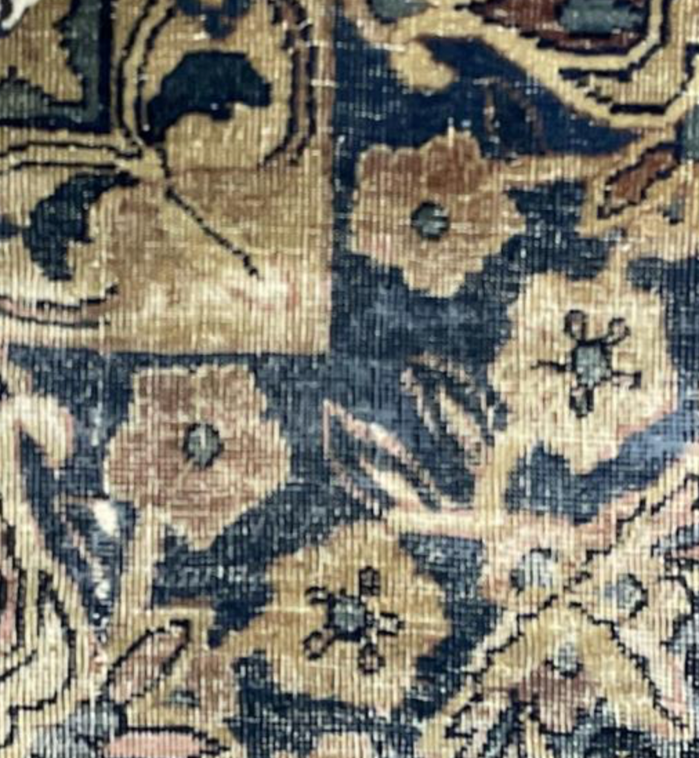 Persian Antique Kerman - 8' 07" x 11' 08" - Brown & Blue - Hand Knotted Antique Persian Wool Kerman Rug - Traditional Classic Antique Rug