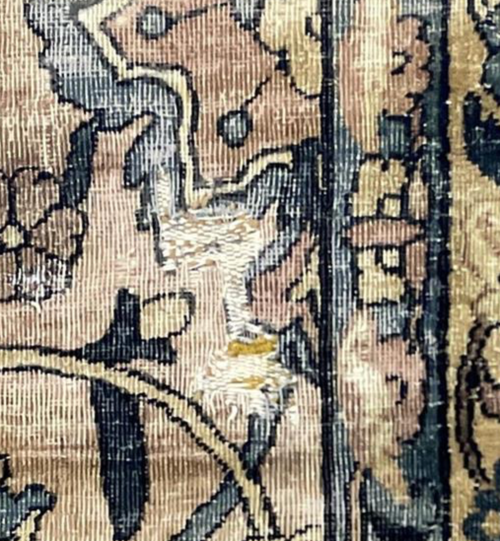Persian Antique Kerman - 8' 07" x 11' 08" - Brown & Blue - Hand Knotted Antique Persian Wool Kerman Rug - Traditional Classic Antique Rug