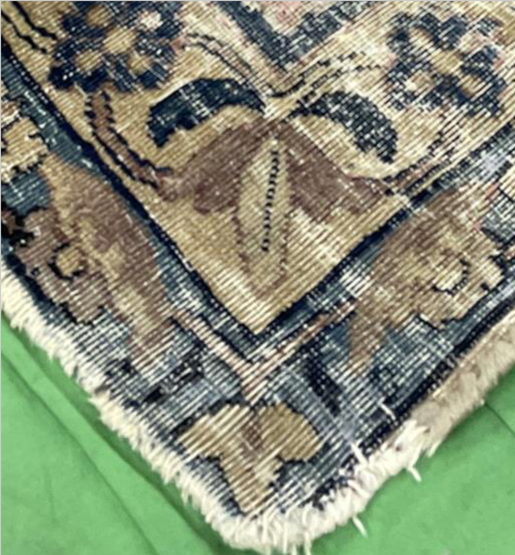 Persian Antique Kerman - 8' 07" x 11' 08" - Brown & Blue - Hand Knotted Antique Persian Wool Kerman Rug - Traditional Classic Antique Rug