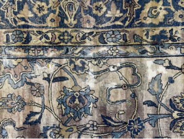 Persian Antique Kerman - 8' 07" x 11' 08" - Brown & Blue - Hand Knotted Antique Persian Wool Kerman Rug - Traditional Classic Antique Rug