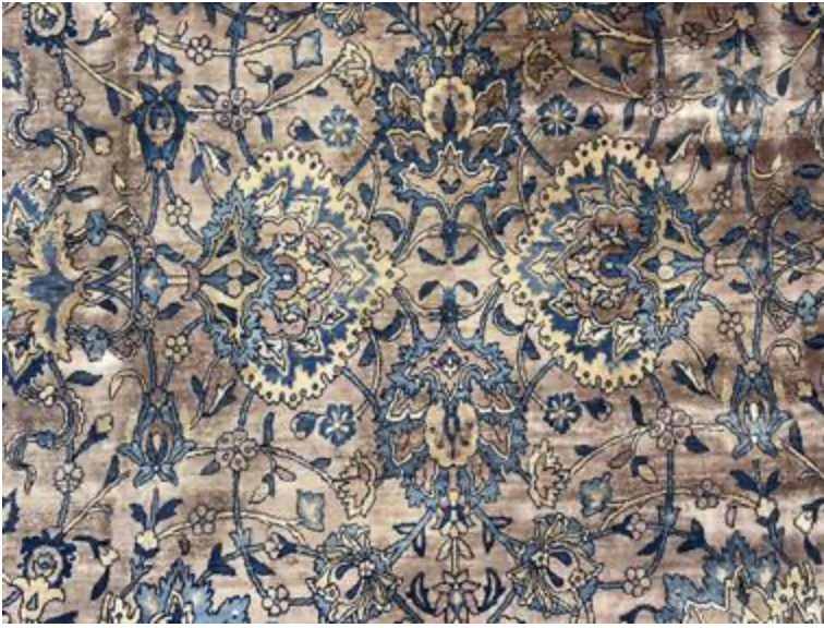 Persian Antique Kerman - 8' 07" x 11' 08" - Brown & Blue - Hand Knotted Antique Persian Wool Kerman Rug - Traditional Classic Antique Rug