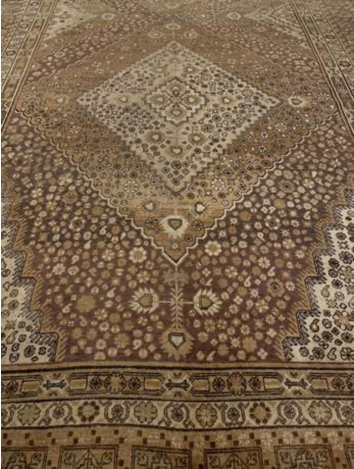 Antique Khotan China - 8' 10" x 18' 00" - Beige Ivory Brown Camel - Hand Knotted Antique Chinese Wool Khotan Rug - Traditional Classic Antique Rug