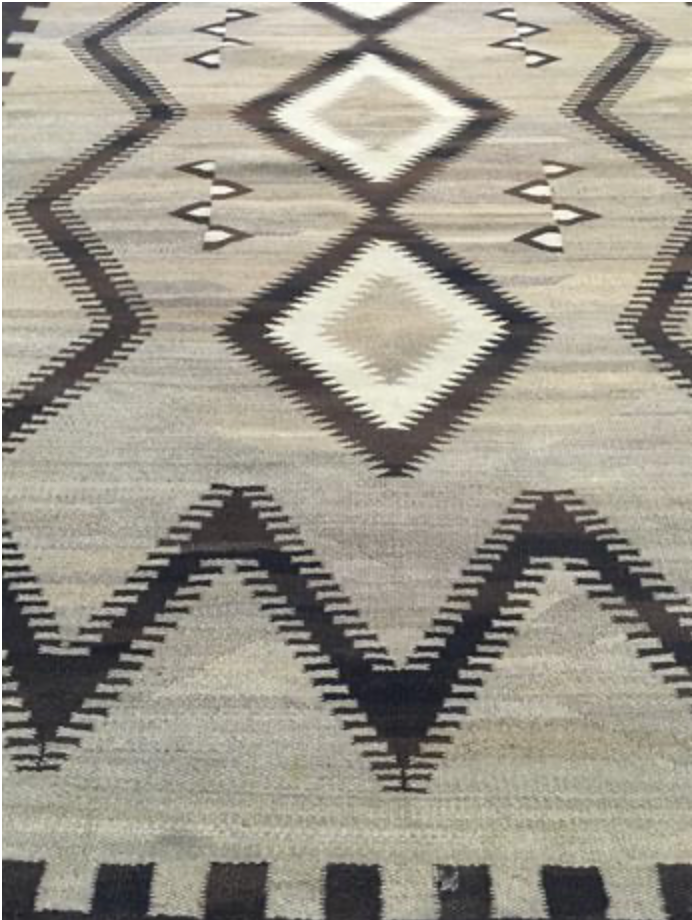 Antique Regional Navajo Rug Circa 1920 - 4' 08" x 7' 10" - Grey Brown Ivory - Hand Woven Antique Navajo Wool Rug - Traditional Classic Antique Rug