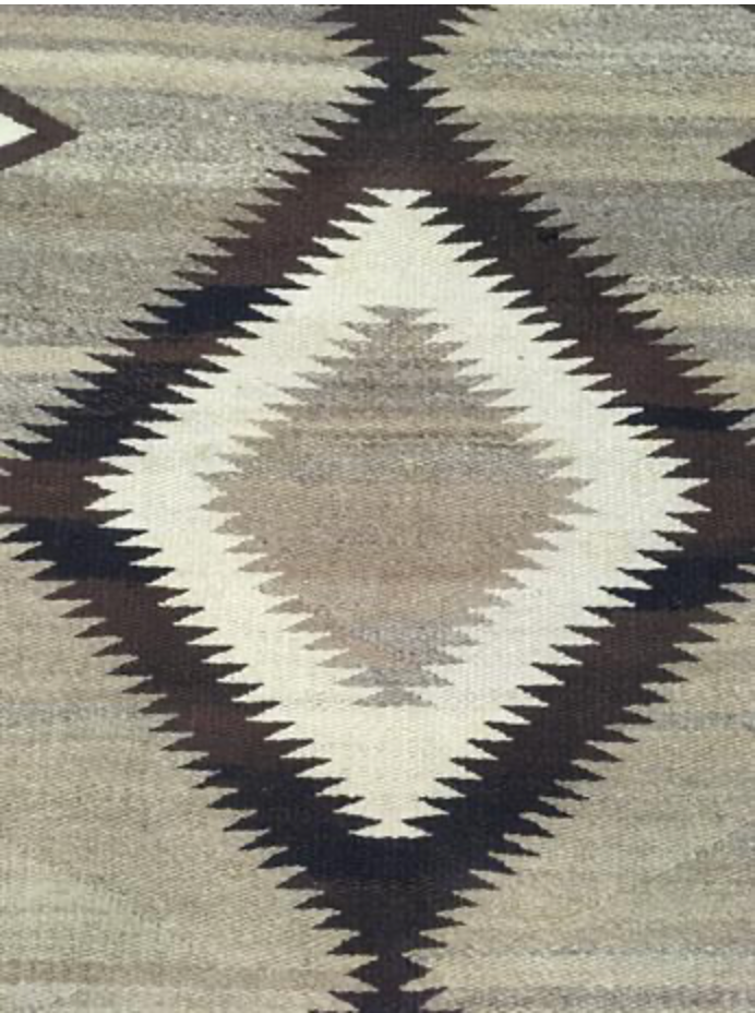Antique Regional Navajo Rug Circa 1920 - 4' 08" x 7' 10" - Grey Brown Ivory - Hand Woven Antique Navajo Wool Rug - Traditional Classic Antique Rug