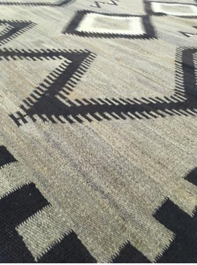 Antique Regional Navajo Rug Circa 1920 - 4' 08" x 7' 10" - Grey Brown Ivory - Hand Woven Antique Navajo Wool Rug - Traditional Classic Antique Rug