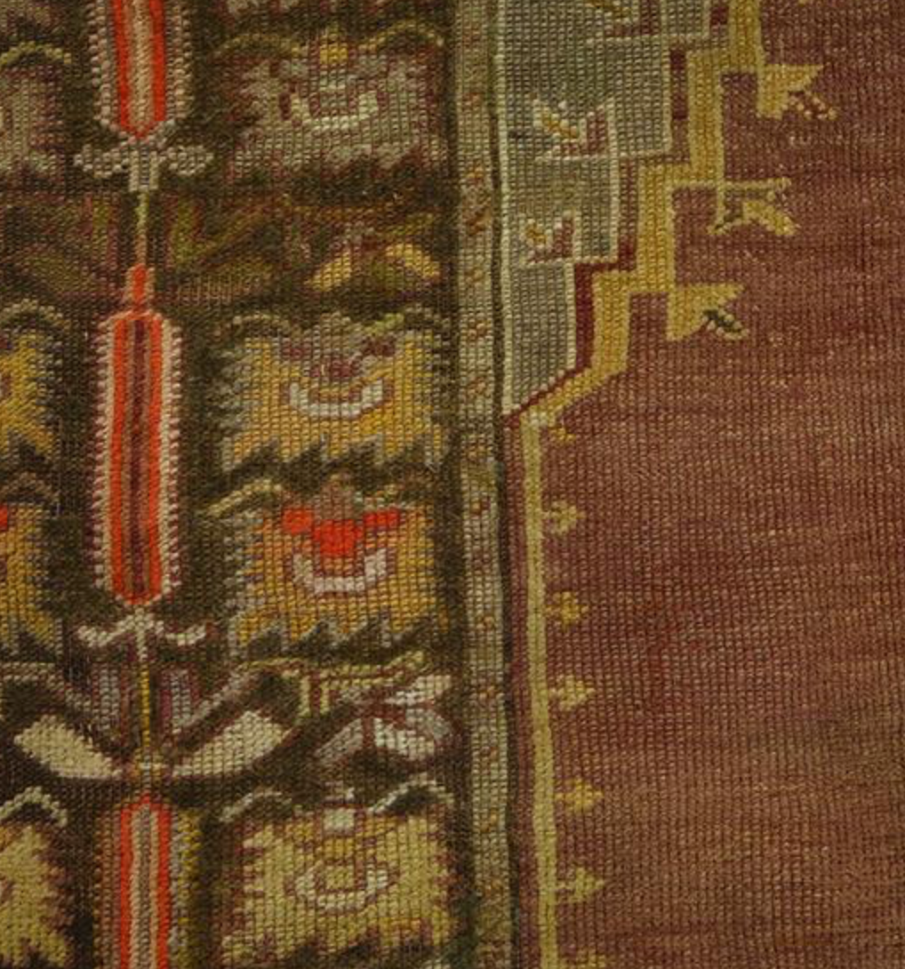 Antique Turkish Prayer Rug - 3' 04" x 4' 09" - Brown Grey Red - Hand Knotted Antique Wool Turkish Prayer Rug - Traditional Classic Antique Rug