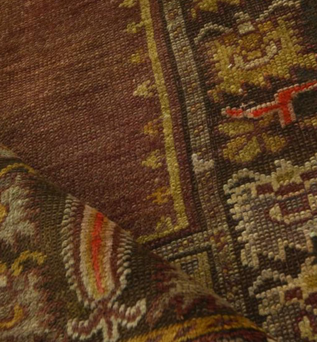 Antique Turkish Prayer Rug - 3' 04" x 4' 09" - Brown Grey Red - Hand Knotted Antique Wool Turkish Prayer Rug - Traditional Classic Antique Rug