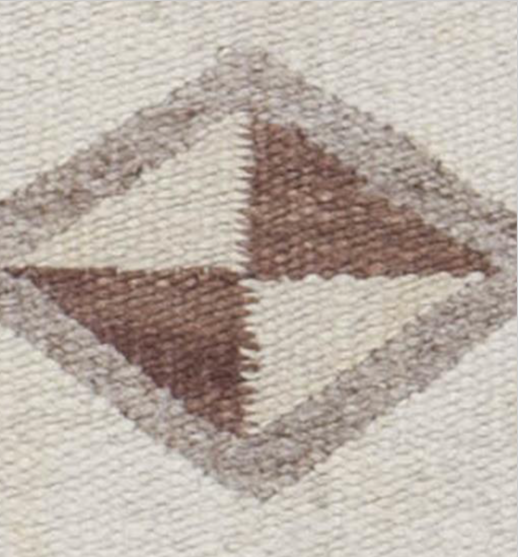 Antique Navajo Rug - 2' 04" x 3' 04" - Ivory & Brown - Hand Woven Flat Weave Antique Navajo Wool Rug - Traditional Classic Antique Rug