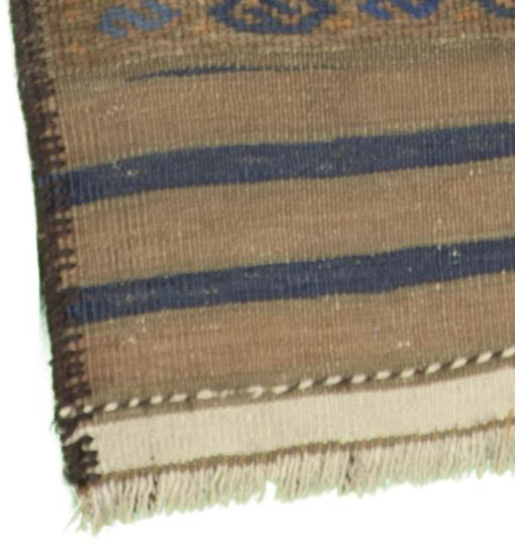 Persian Antique Aimaq Balouch - 3' 00" x 6' 00" - Brown Blue Ivory - Hand Knotted Antique Persian Wool Aimaq Balouch Rug - Traditional Classic Rug