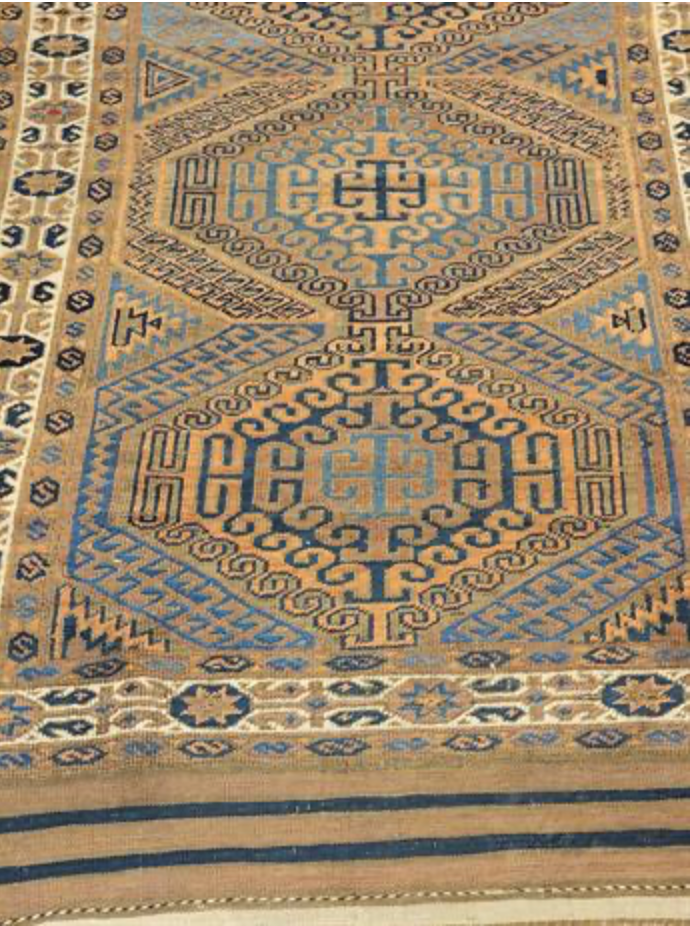 Persian Antique Aimaq Balouch - 3' 00" x 6' 00" - Brown Blue Ivory - Hand Knotted Antique Persian Wool Aimaq Balouch Rug - Traditional Classic Rug