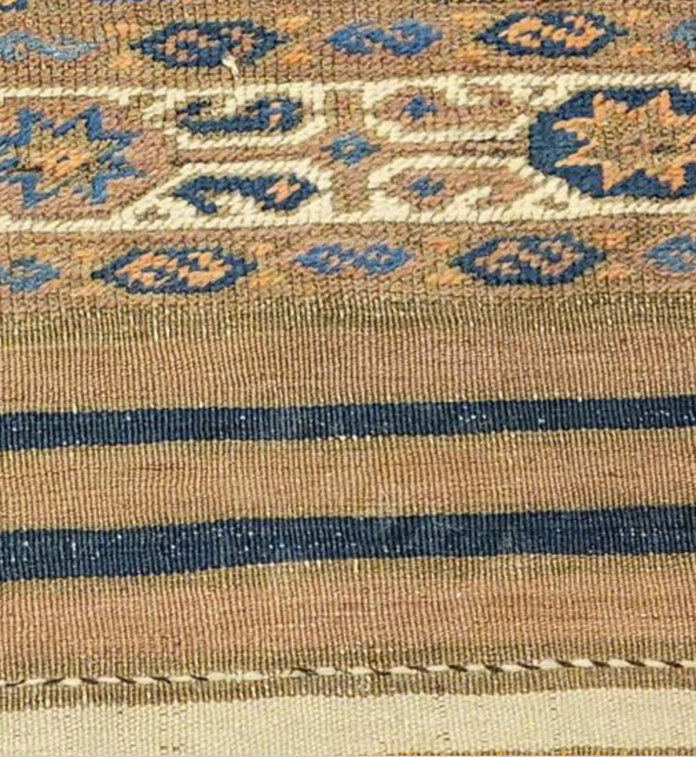 Persian Antique Aimaq Balouch - 3' 00" x 6' 00" - Brown Blue Ivory - Hand Knotted Antique Persian Wool Aimaq Balouch Rug - Traditional Classic Rug