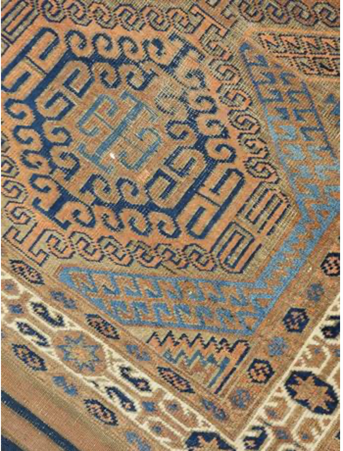 Persian Antique Aimaq Balouch - 3' 00" x 6' 00" - Brown Blue Ivory - Hand Knotted Antique Persian Wool Aimaq Balouch Rug - Traditional Classic Rug