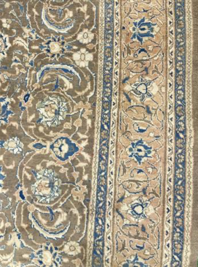 Vintage Persian Mahal Rug -  9' 07" x 13' 00" - Brown & Grey - Hand Knotted Persian Mahal Wool Rug - Traditional Classic Vintage Rug