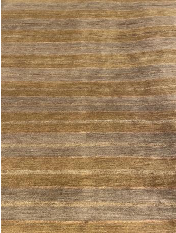 Tibetano Collection Silk & Wool - 6' 11" x 8' 00" - Camel & Grey - Wool & Silk Contemporary Modern Area Rug - Nepal Tibet