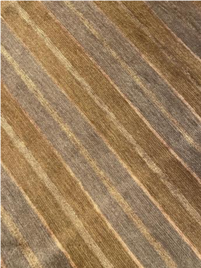 Tibetano Collection Silk & Wool - 6' 11" x 8' 00" - Camel & Grey - Wool & Silk Contemporary Modern Area Rug - Nepal Tibet