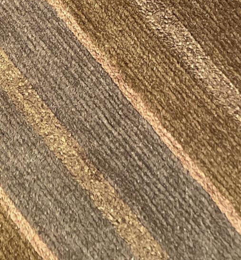 Tibetano Collection Silk & Wool - 6' 11" x 8' 00" - Camel & Grey - Wool & Silk Contemporary Modern Area Rug - Nepal Tibet