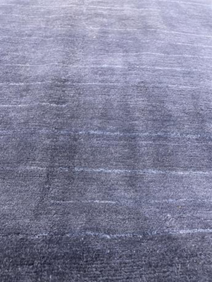 Tibetano Collection Silk & Wool - 5' 10" x 8' 09" - Blue - Wool & Silk Contemporary Modern Area Rug - Nepal Tibet
