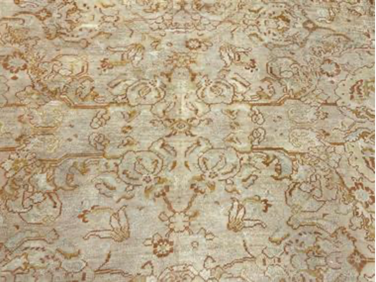 Antique Turkish Oushak - 7' 05" x 9' 06" - Light Grey, Beige, Gold, Rust - Hand Knotted Antique Turkish Wool Rug - Traditional Classic Antique Rug